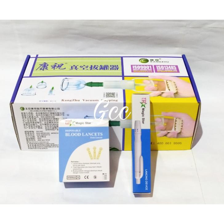 BAYAR COD ~ PAket Lengkap Kop Angin Alat Bekam KZ6/Kangzhu 6 Pen Bekam Dan 1 Box Jarum Bekam MAgic S