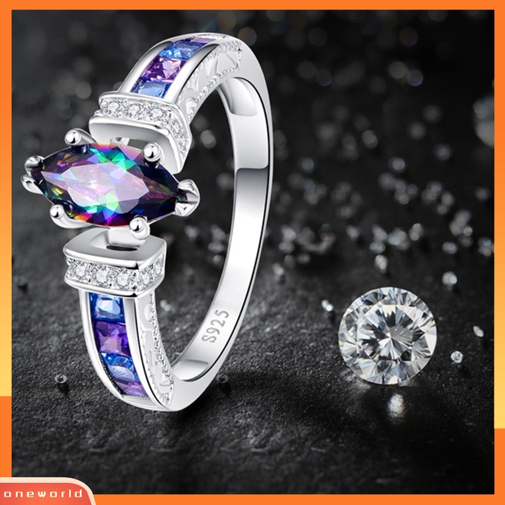 {oneworld} Wanita Fashion Multicolor Marquise Cut Cubic Zirconia Hias Jari Cincin Perhiasan