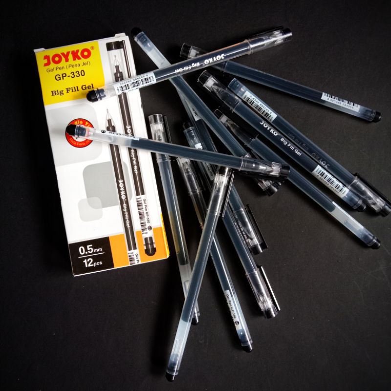 

PILPEN GEL JOYKO GP-330/ PENA GEL HITAM BOLPOINT 1 LUSIN BIG FILL GEL 12 PCS