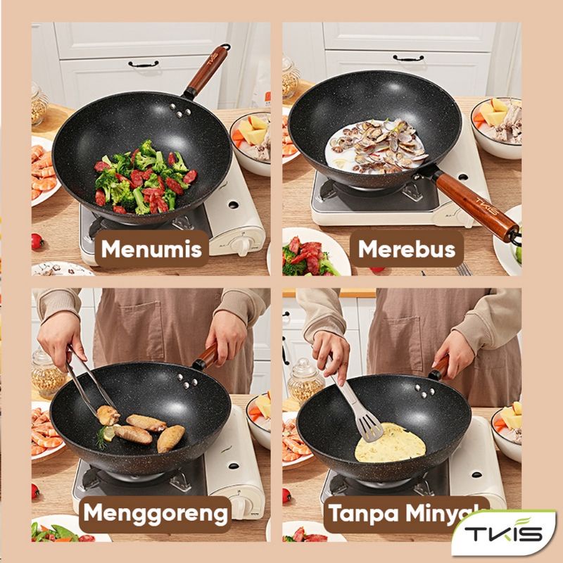TKIS Wajan Batu Medis Wajan Anti Lengket Uk 32 Semua Kompor