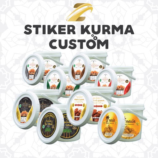 Stiker Toples Ember Pail Kurma Custom Gratis Desain / Stiker Kurma Sukari / Stiker Kurma Ajwa / Stik