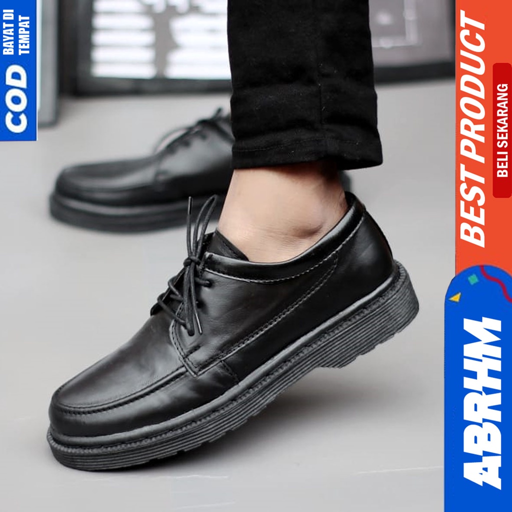 Sepatu Pantofel Kerja Formal Pria Kulit Asli Docmart Low Boots Hitam Abraham Lester