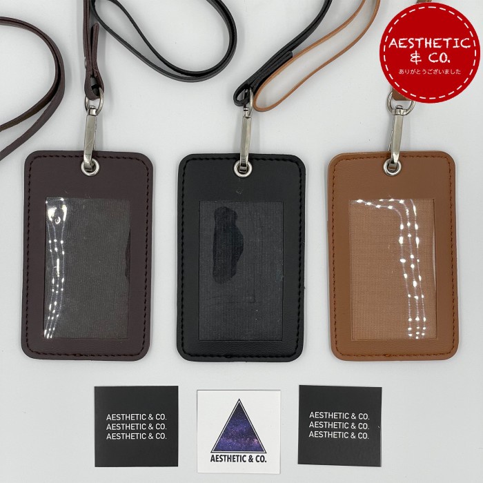 

Tag Holder Lanyard Id Card Name Tag Kulit Tali Kulit With Card Holder V.03