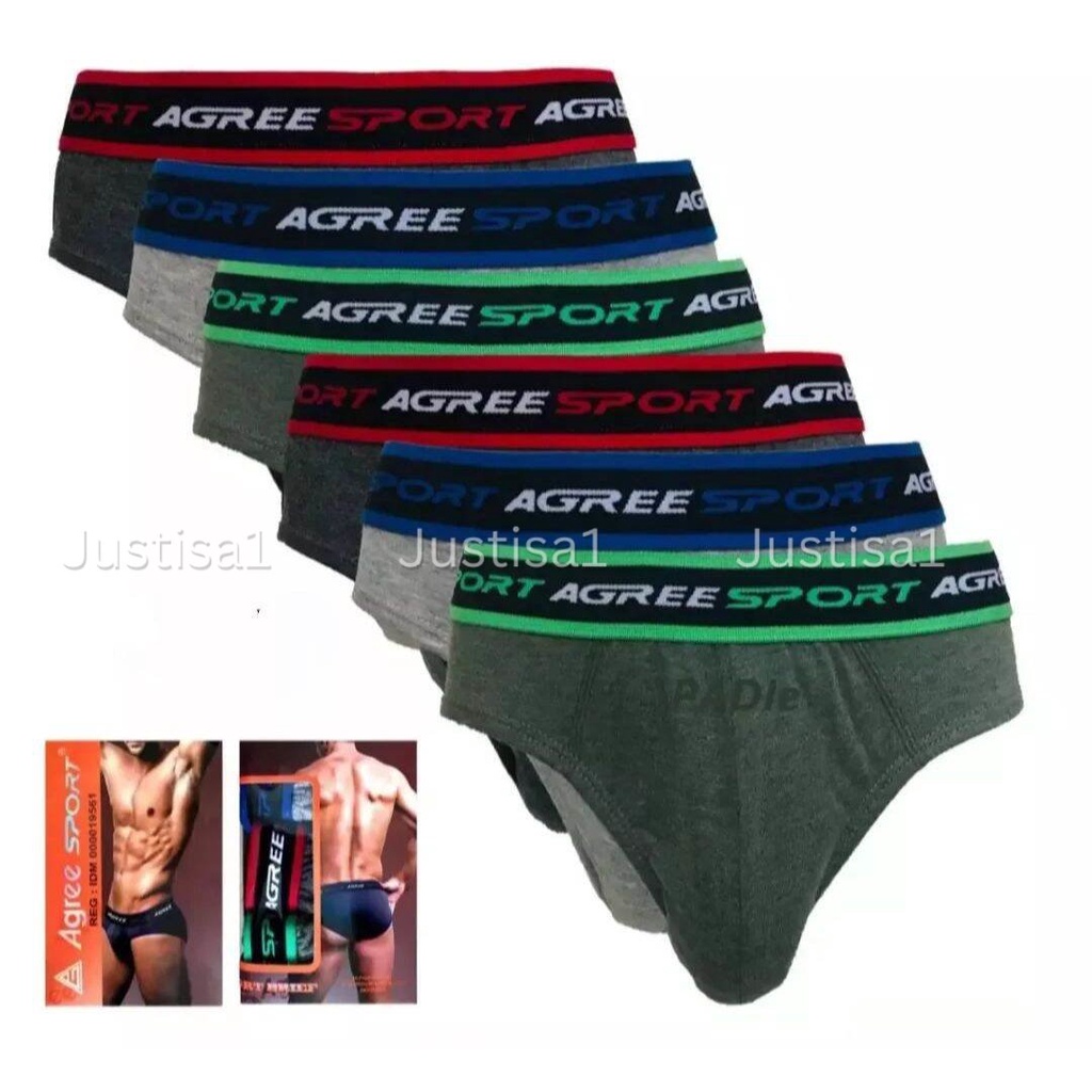 AGREE..3 Pcs Celana Dalam Pria Dewasa /  Kotak isi 3 Pcs ) CD Pria Dewasa - MENS BRIEF - AGREE SPORT Berkualitas