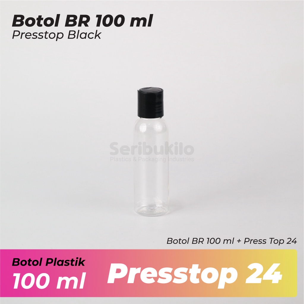 Botol Presstop 100ml/Botol Presstop Hitam 100ml PET/BR 100ml Warna Disctop Hitam