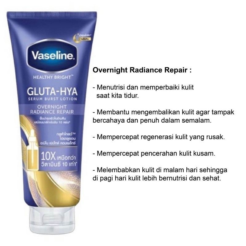 Vaseline Healthy Bright Gluta-Hya Serum Burst Lotion Overnight Radiance Repair