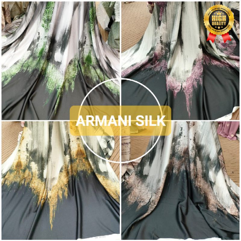 BAHAN KAIN ARMANI SILK MOTIF PINGGIR PREMIUM/ARNAMI SILK/ARM SILK PRINTING/SUTRA SILK/ARMANI