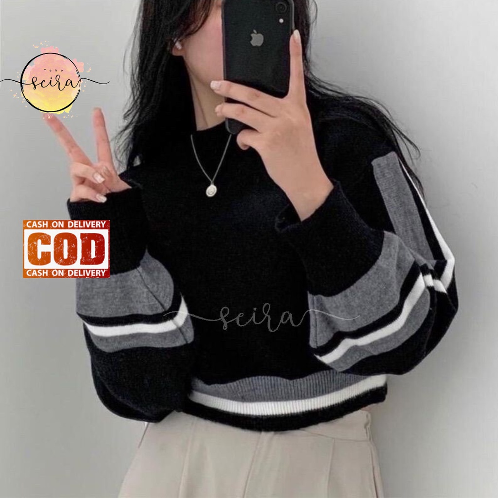 Ayuna Knit Sweater / Sweater Wanita Korea / Sweater Rajut Wanita Terbaru