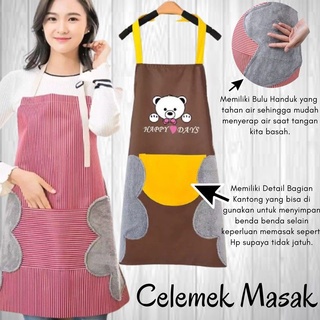 [BAHAN TEBAL] Celemek Masak Anti Air / Apron Waterproof Anti Minyak Bisa Lap Tangan Bahan Oxford