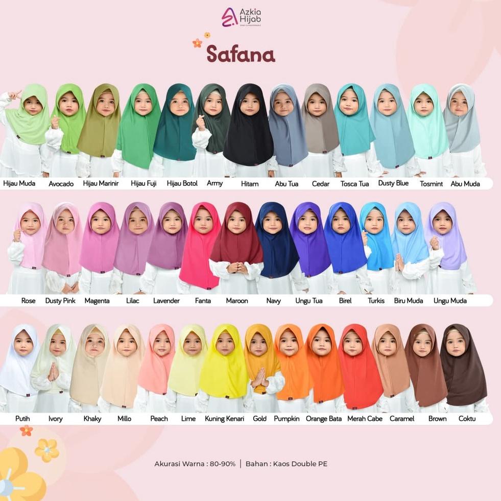 {IRQ.27Ja23ᴵ} Jilbab / Kerudung Anak Sekolah Safana Variasi 40 Warna Size S Atau No 4 Ori By Azkia H