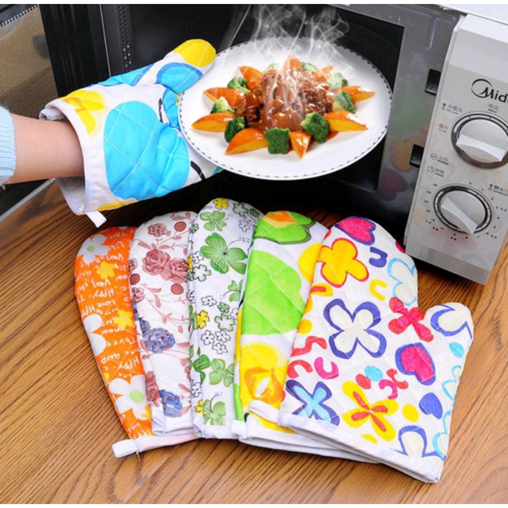 Sarung Tangan Oven Anti Panas Pelindung Tangan Memasak Motif Anti Kitchen Gloves Heat Microwave