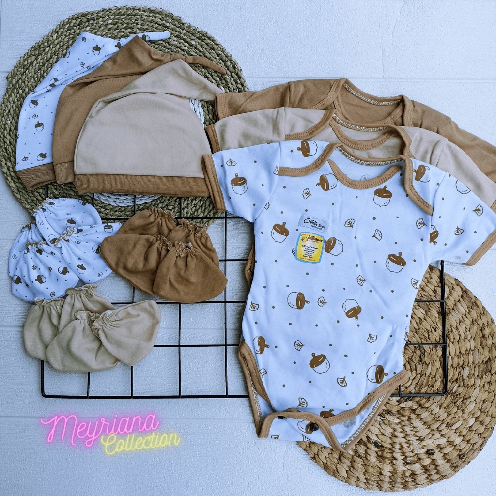 Jumper Bayi Topi Sarung Tangan dan Sarung Kaki SARTAKI Bayi Baru Lahir Paket Gift Set Seri Coklat