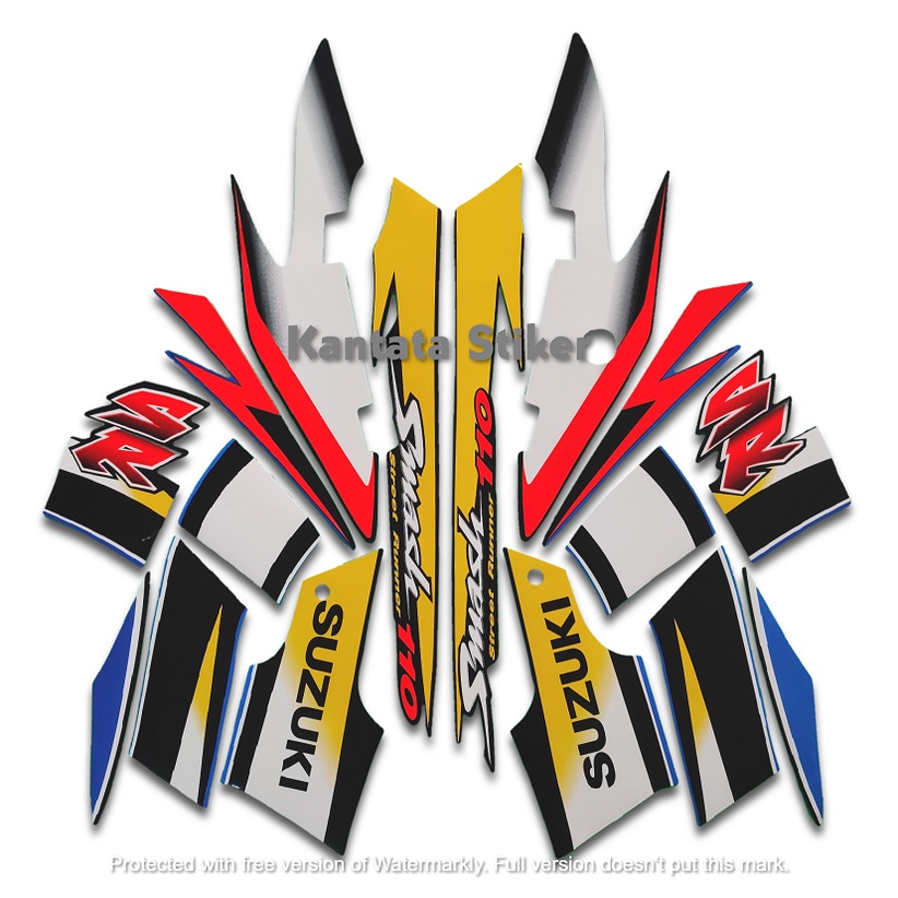 Stiker Striping Motor Suzuki Smash 110 SR 2005 Hitam Biru