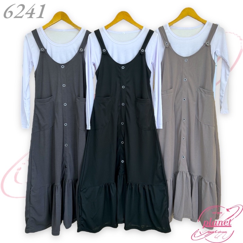 OVERALL DRESS WANITA ROK PANJANG REMPEL BAWAH OVERALL SAKU MURAH BISA COD KEKINIAN OVERALL MUSLIM WANITA