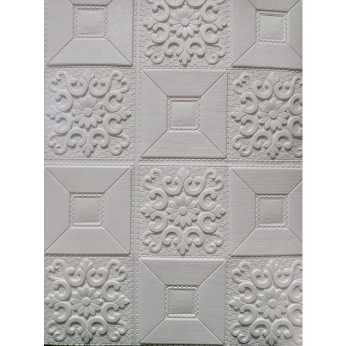 Wallpaper dinding 3D putih klasik & KAYU TEBAL - putih klasik