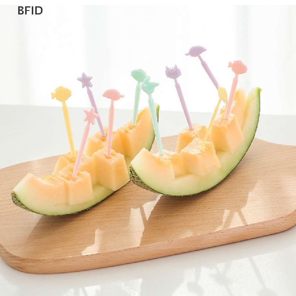 [BFID] Sweet Candy Color Mini Fruit Picks Anak Anak Lucu Kartun Dessert Forks Bento [ID]