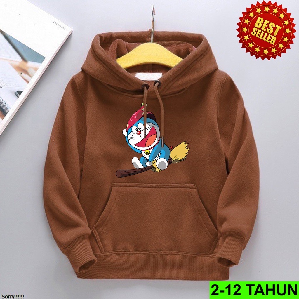 DORAEMON Jumper Hoodie Anak II Jaket Hoodie Anak Viral Bahan Fleece Size M - XL ( Laki Laki &amp; Peremepuan )