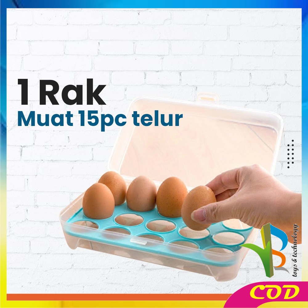 RB-C791 Kotak Tempat Rak Susun Penyimpanan Telur 15 Lubang Sekat / Rak Wadah Tempat Telor 15 Butir Egg Box Storage Organizer Anti Pecah