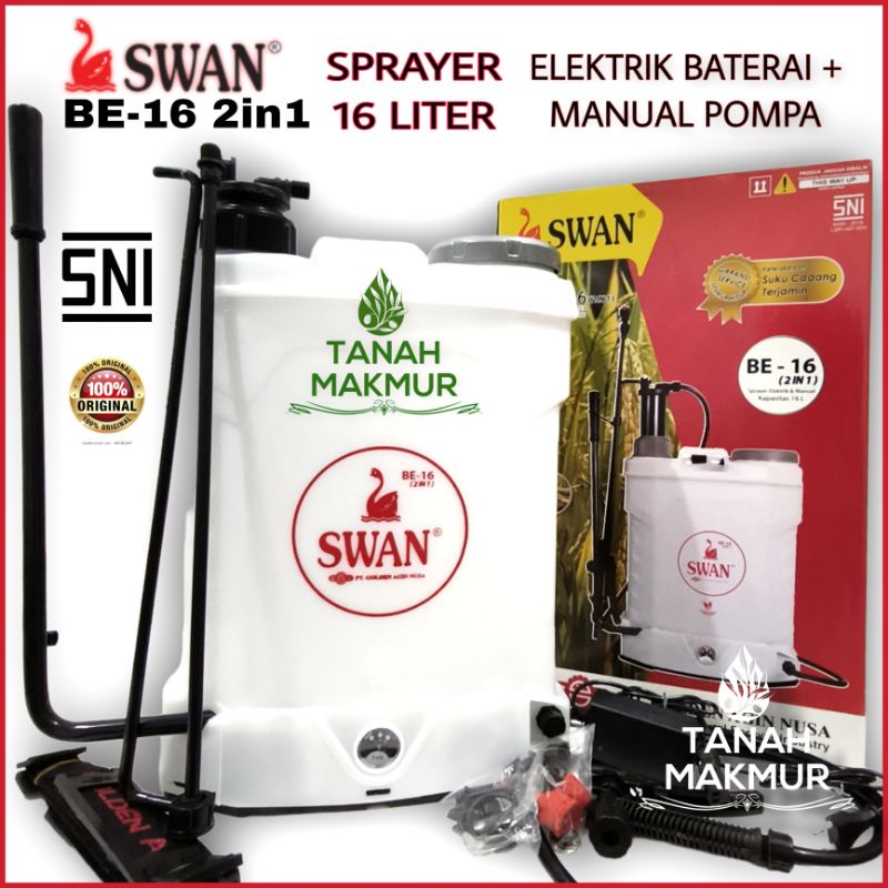 Swan BE 16 2in1 Sprayer Elektrik Dan Manual Pompa 16 Liter Tangki Semprot Electric BE16 2 Fungsi Original Semprotan Alat Semprot16L