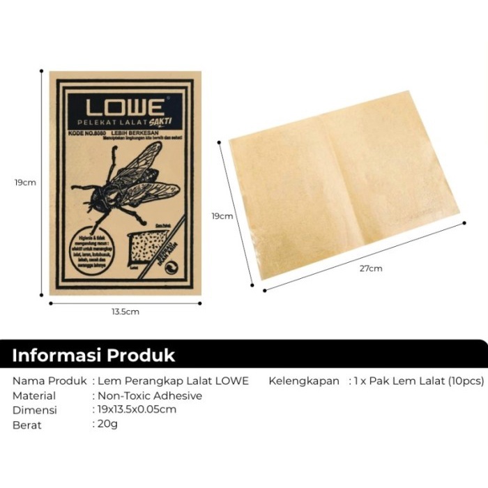 isi 10 Lem Papan kertas Lalat Kecoa Cicak Cap LOWE Sakti Glue Pad