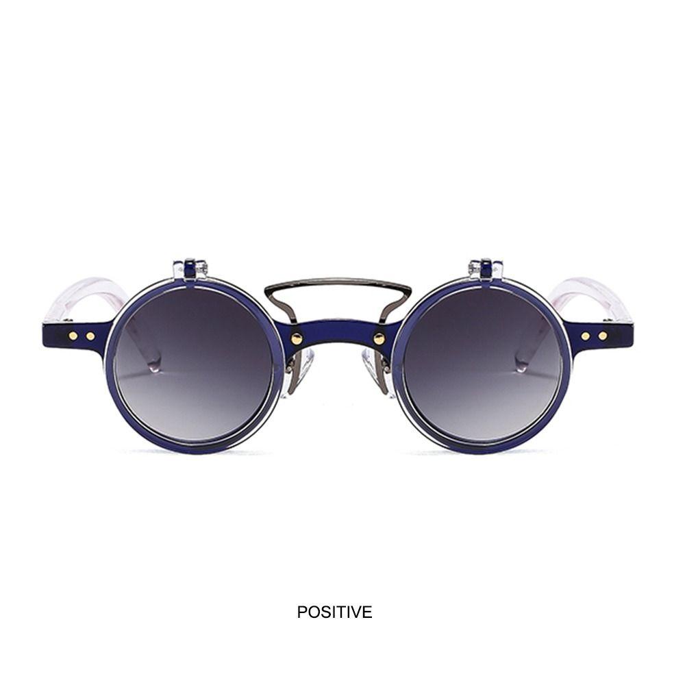 R-flower Steampunk Flip-Up Sunglasses UV400 Kacamata Vintage Retro Paku Keling Punk Eyeglasses