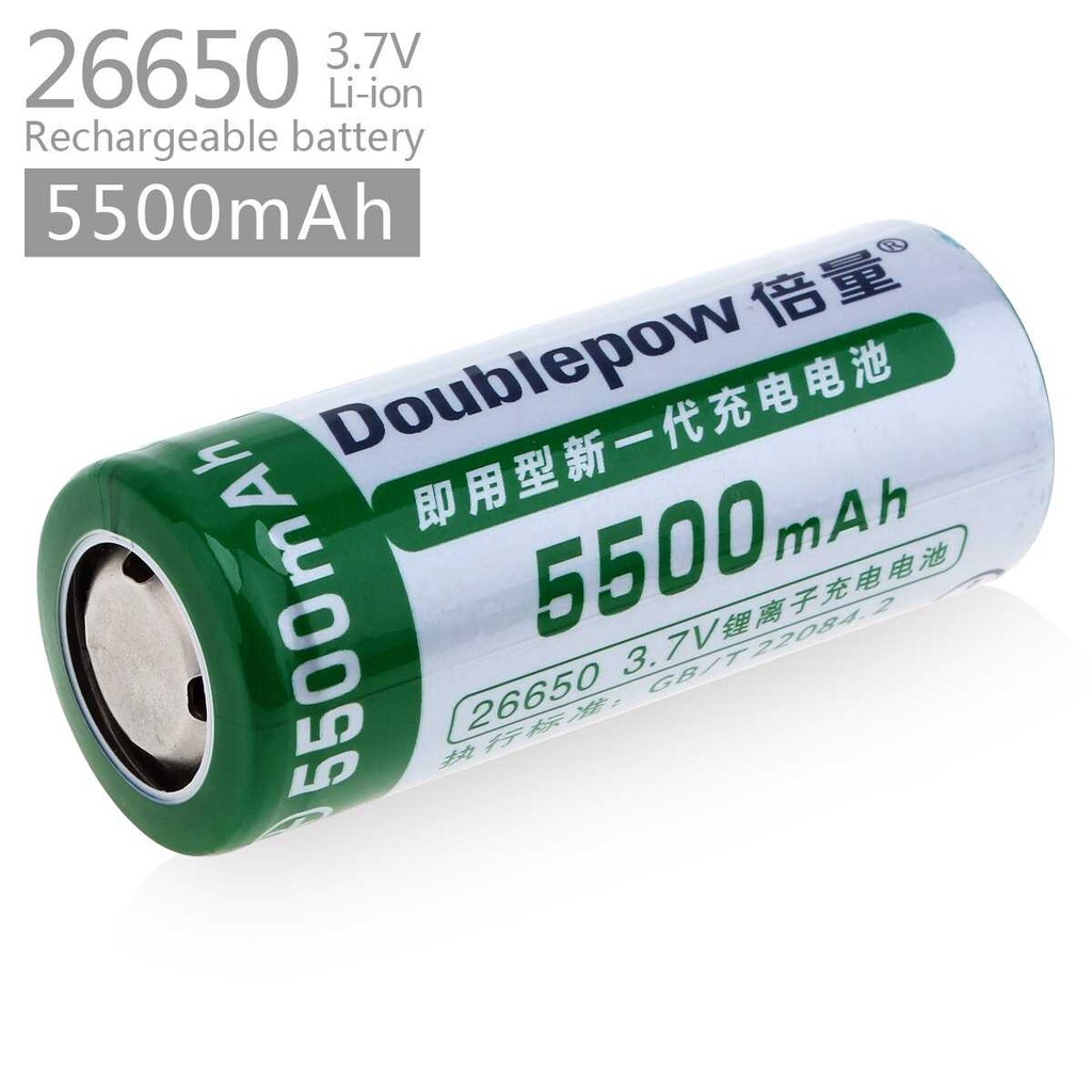 Afzaltronik Doublepow Baterai 26650 Rechargeable 3.7 V 5500 mAh 1 PCS