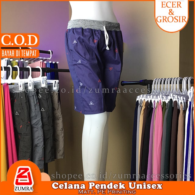 Paket isi 4 pcs Celana Pendek Printing Unisex Pria Wanita