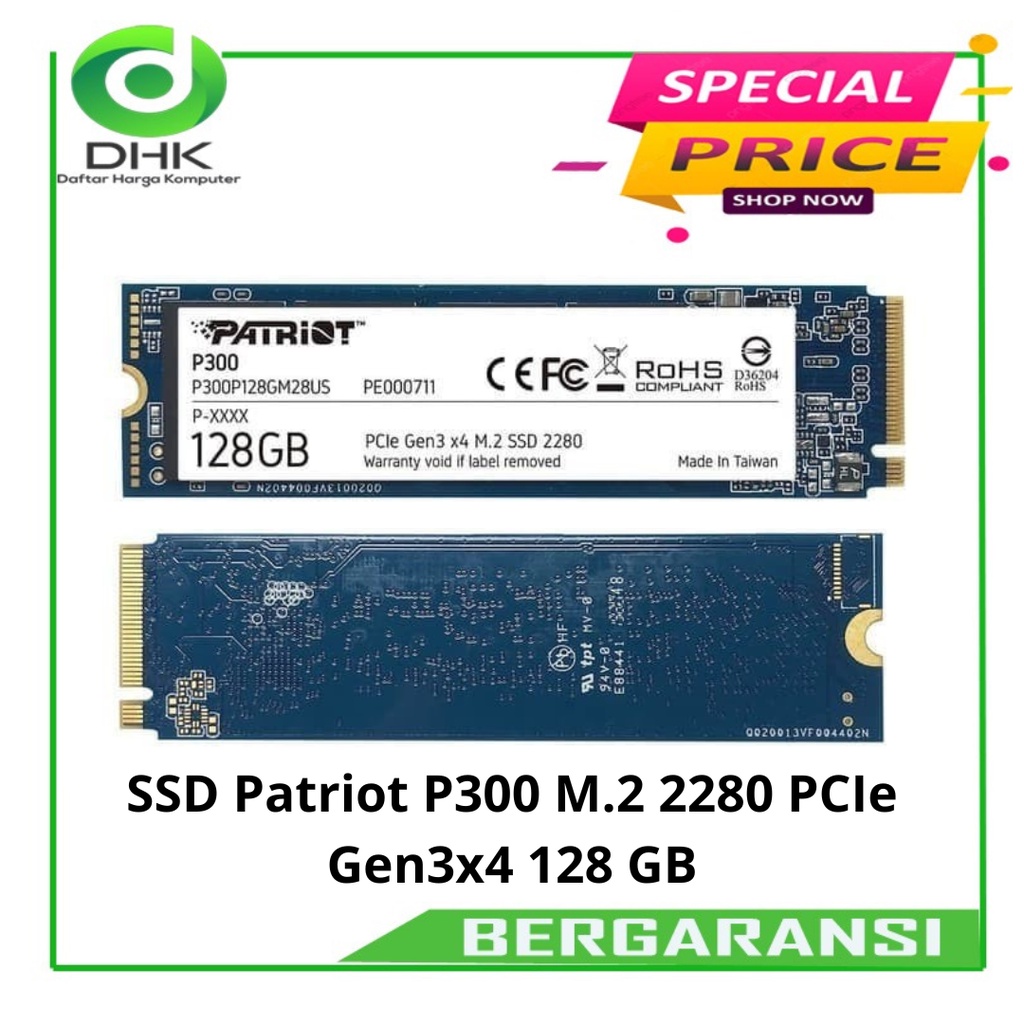 SSD Patriot P300 M.2 2280 PCIe Gen3x4 128 GB