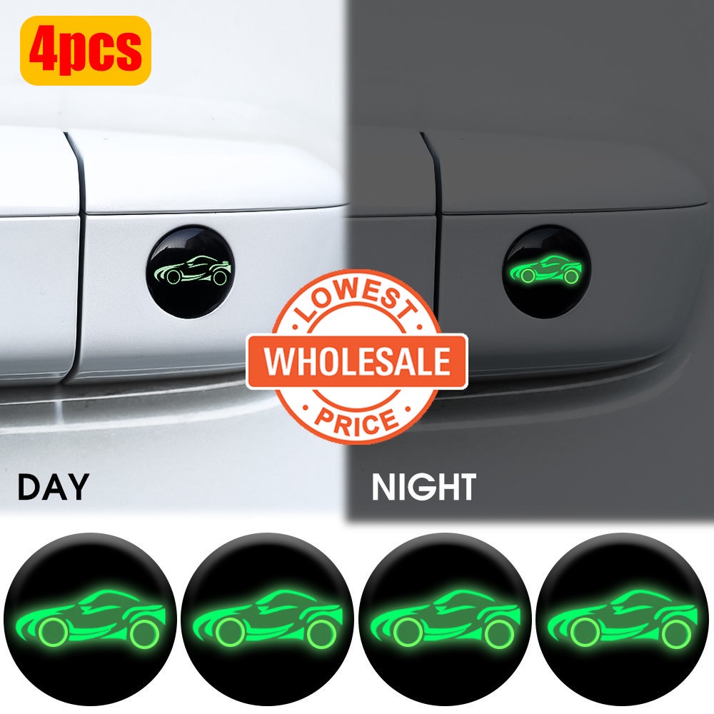 [Harga Grosir]4pcs Stiker Pelindung Lubang Kunci Pintu Mobil Sport Universal Anti blocking / Debu Luminous