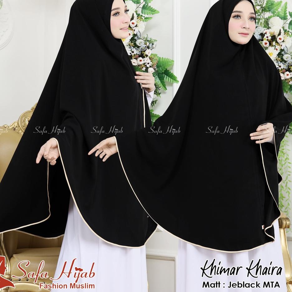 KHIMAR JUMBO Syar'i JETBLACK MTA Syar'i JUMBO ORYGINAL list pita warna/polos super cantik pet dan no