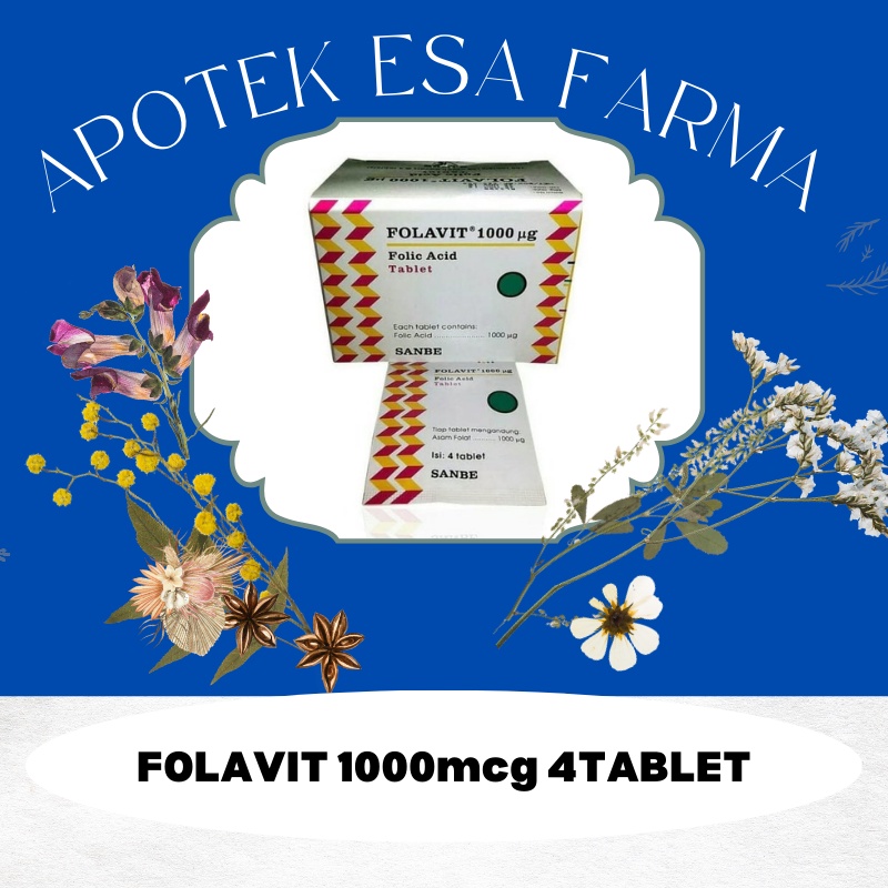 Folavit 1000 Mcg isi 4 Tablet Asam Folat Ibu Hamil Menyusui serta Promil Program Hamil