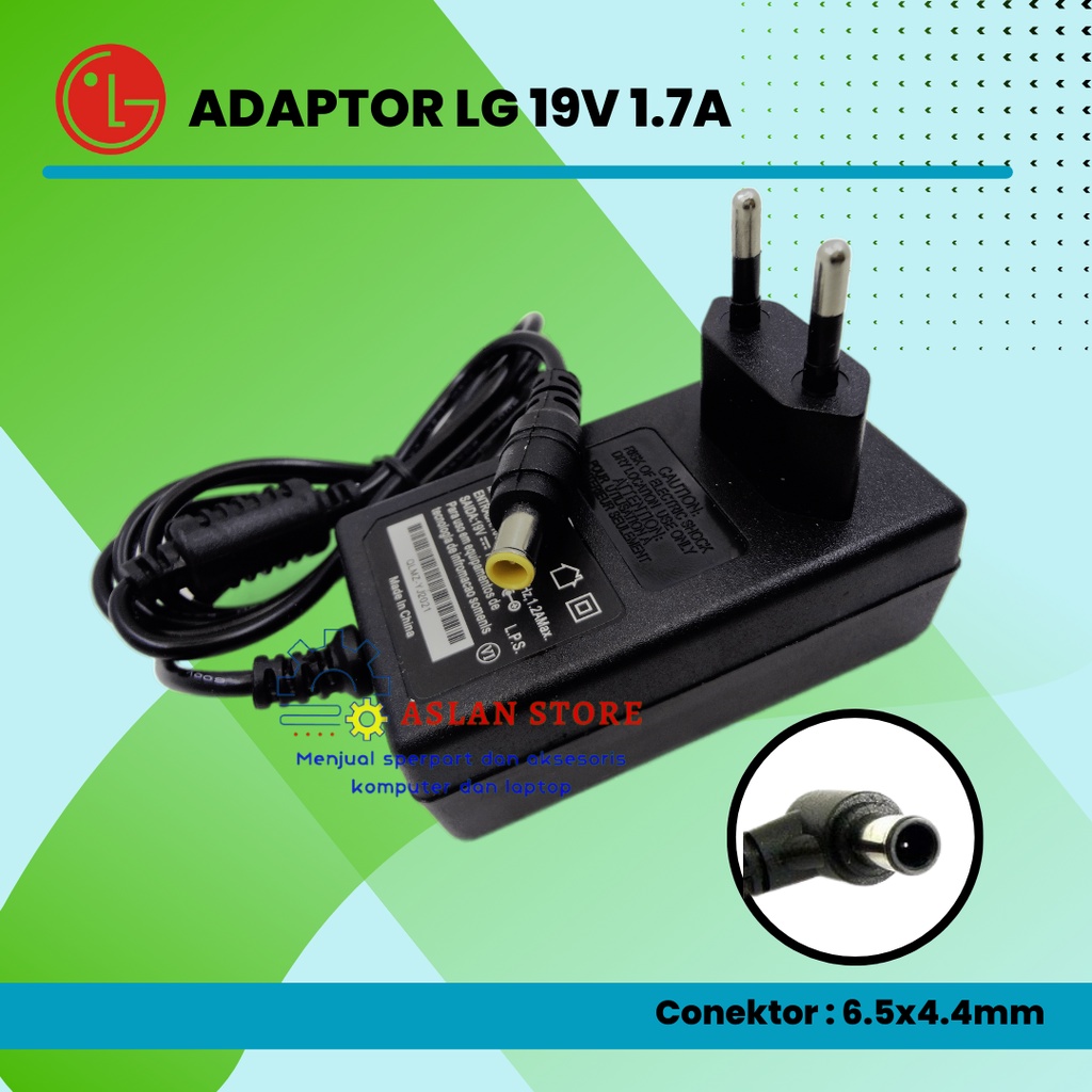Adaptor Monitor TV LG Dan Monitor LG 19V 1.7A Original
