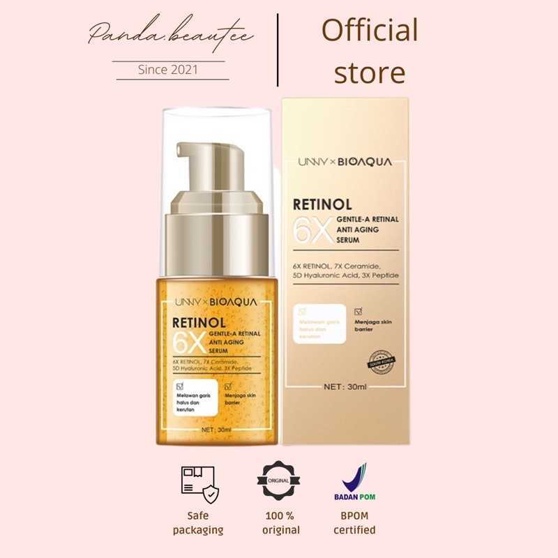 PANDABEAUTEE - BIOAQUA 6X Gentle-A Retinol Serum Wajah Anti Aging Essence 30ml Dark Spot Serum Brigh