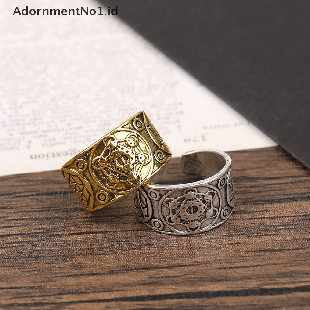 [AdornmentNo1] Vintage Enam Menunjuk Bintang Solomon Cincin Warrior Malaikat Agung Metatron Jimat Totem Adjustable Ring Jimat Perhiasan Punk Alloy Jari Cincin Hadiah [ID]