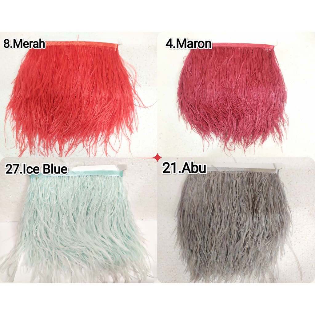 Renda Bulu Ostrich Feather Panjang per roll (10m)