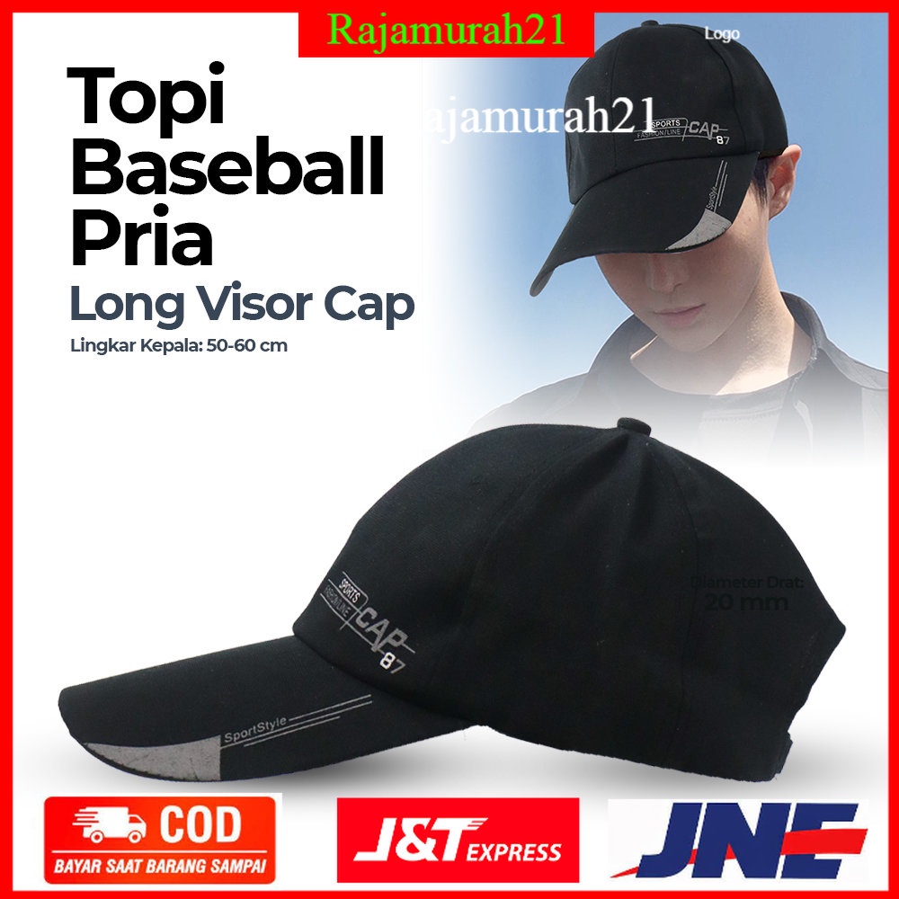 SportsC Topi Baseball Golf Pria Outdoor Fashion Line Cap Long Visor - 7RFH4BBK