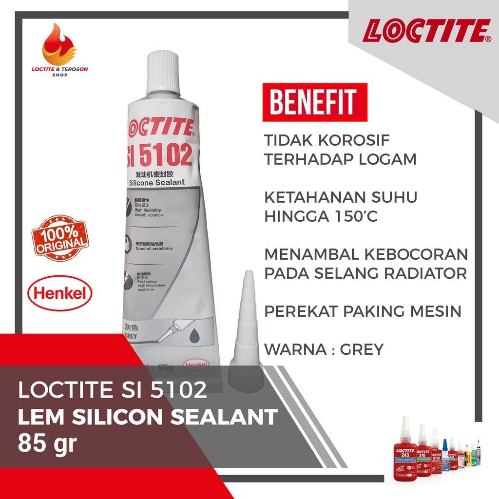 

HJK LEM SILIKON GASKET RTV TAHAN PANAS UNTUK PAKING MESIN DAN RADIATOR LOCTITE SI 5102