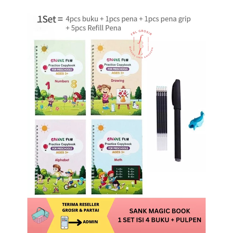 

SANK MAGIC PRACTICE BOOK 1 SET ISI 4 BUKU + PULPEN / BUKU SANK MAGIC SET FBL