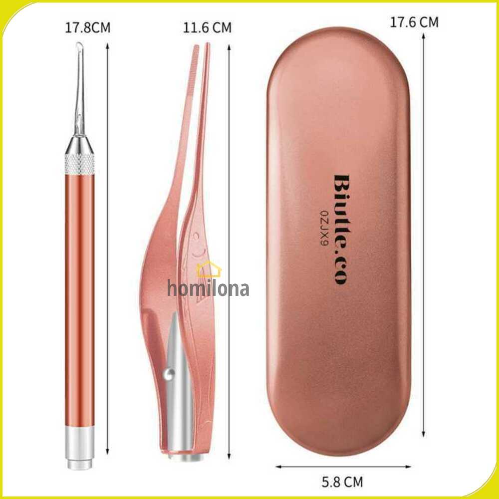 Biutte.co Pembersih Telinga Korek Kuping Ear Spoon Wax Picker with LED Light 0ZJX9 Rose Gold