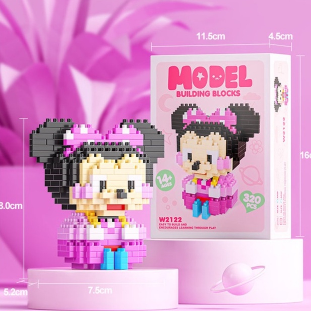 （COD）Mainan Balok Susun Disney LinaBell StellaLou Edukatif Untuk Anak DIY 3DPuzzle Toy Brick Gift