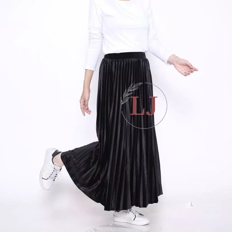 Termurah Rok Plisket Suede Premium | COD Rok Plisket Beludru Import | ORI Rok Suede Premium | Rok  Bludru Velvet Import