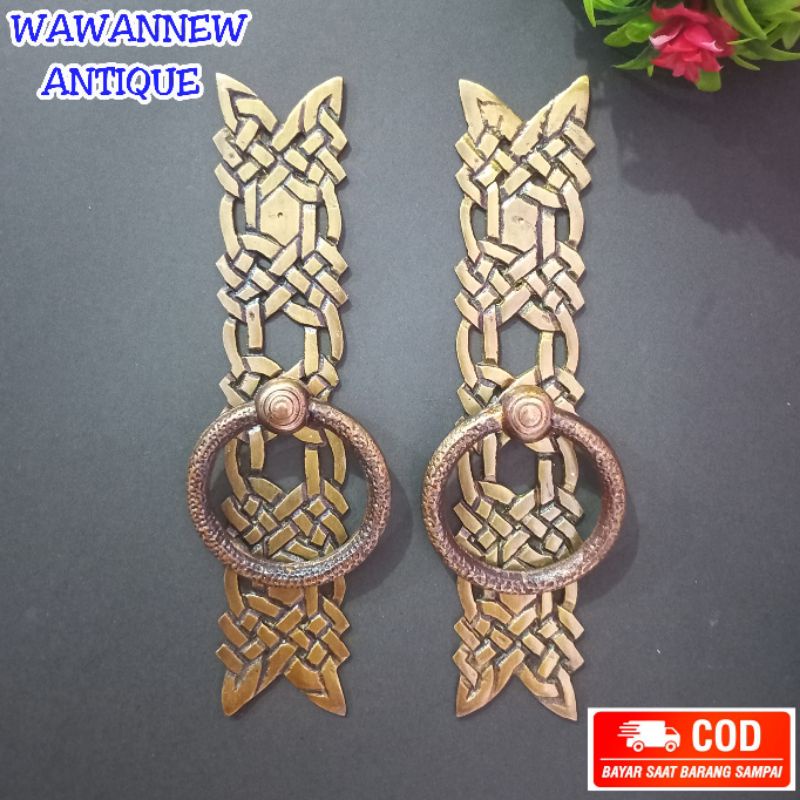 Handle / Tarikan Pintu Rumah Pagar Kuningan Antik Murah Gebyok 59