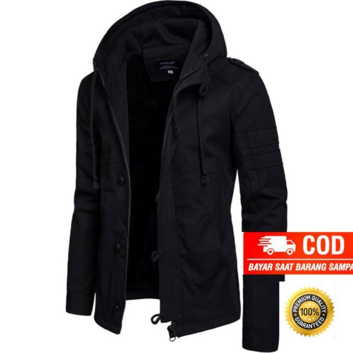 jaket pria jaket parka pria FURIEX/jaket pria keren baby canvas premium original - Hitam, M(N5E6) Fa
