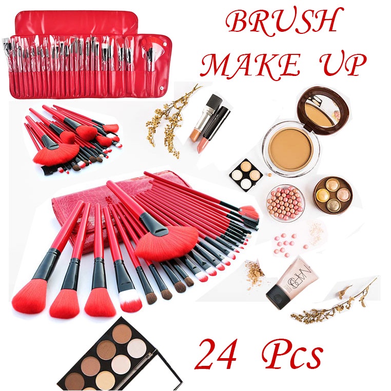 MI SHOPINN - Kuas Make Up 24 PCS Set Lengkap 1 Paket Brush Makeup dengan Pouch Aplikator Bedak Found