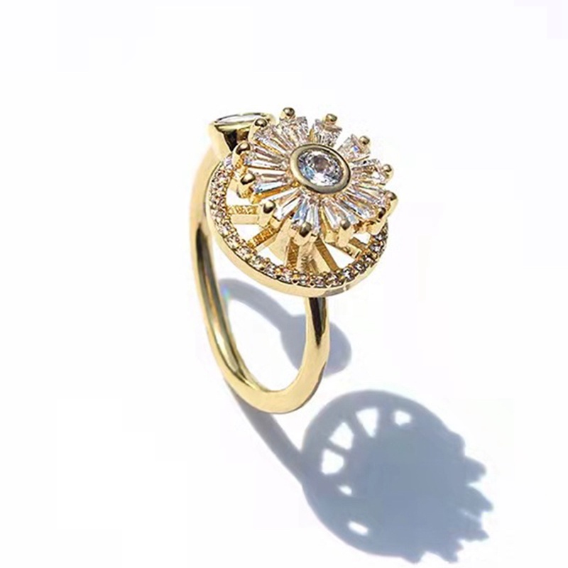 Cincin Berputar Pereda Kecemasan Kristal Emas, Cincin Dekompresi Yang Dapat Disesuaikan