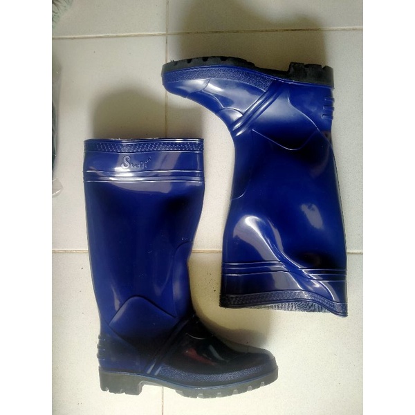 sepatu boot biru steffi panjang karet apd