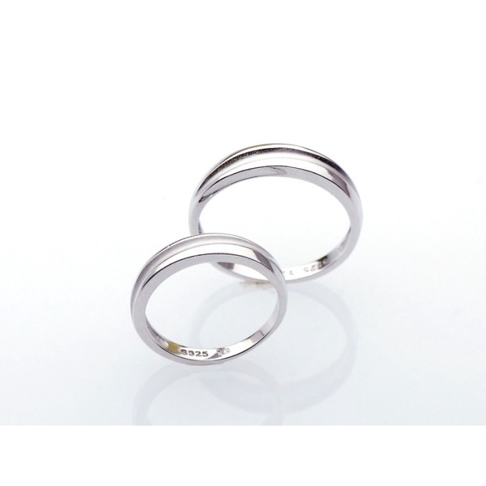 Cincin Couple Perak Sterling 925 berlapiskan emas putih/kuning 022