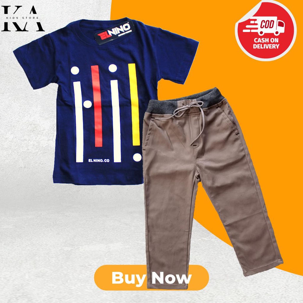 Kinarka Kids Store / Kaos Distro Anak / Setelan Baju Anak Termurah / Set Celana Panjang Garis Warna