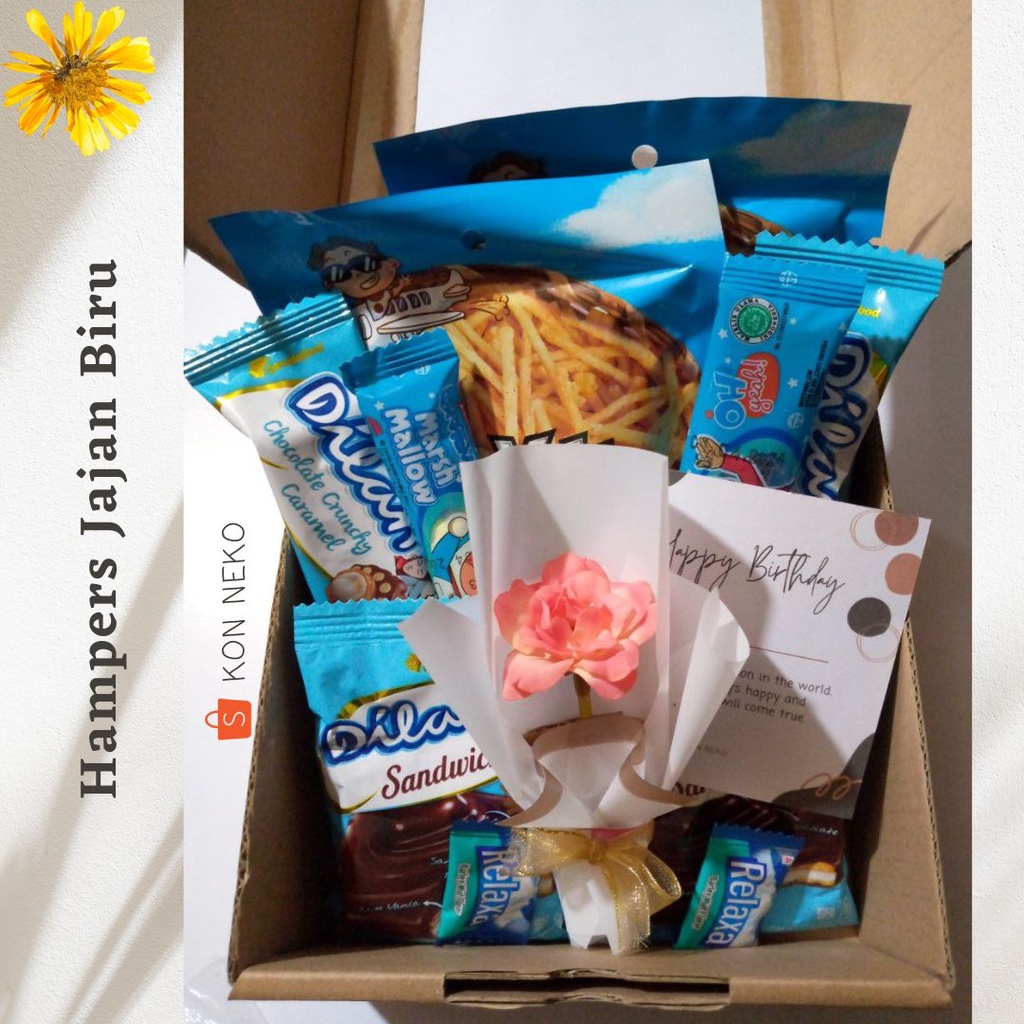 

HAMPERS JAJAN BIRU / HAMPER JAJAN / GIFT BOX / SNACK BOX / KADO ULANG TAHUN / VALENTINE / ANNIVERSARY / HAMPERS / HAMPERS COKLAT/ HAMPERS JAJAN MERAH, HIJAU, COKLAT, BIRU / Buket Bunga / kado ulang taun untuk pacar - parcel lebaran parcel idul fitri