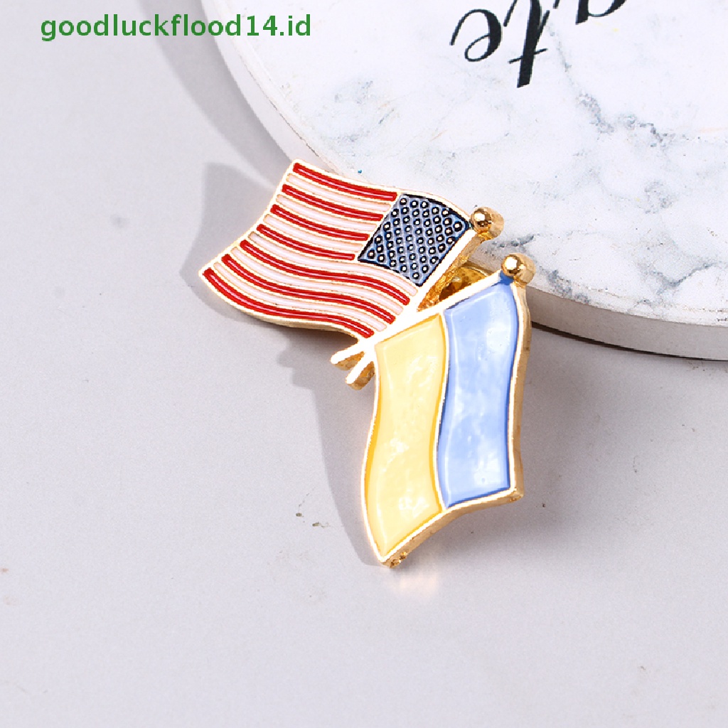 [GOOGFOUR] Pin Bendera Ukraina Pin Bros Pin Negara Patriotik Dan Eropa USA [TOP]